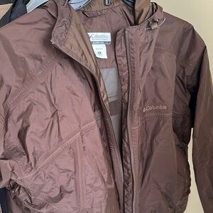 Columbia Brown rain Jacket Waterproof High Collar